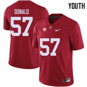 NCAA Youth Alabama Crimson Tide #57 Joe Donald Stitched College 2018 Nike Authentic Red Football Jersey WA17L27QD
